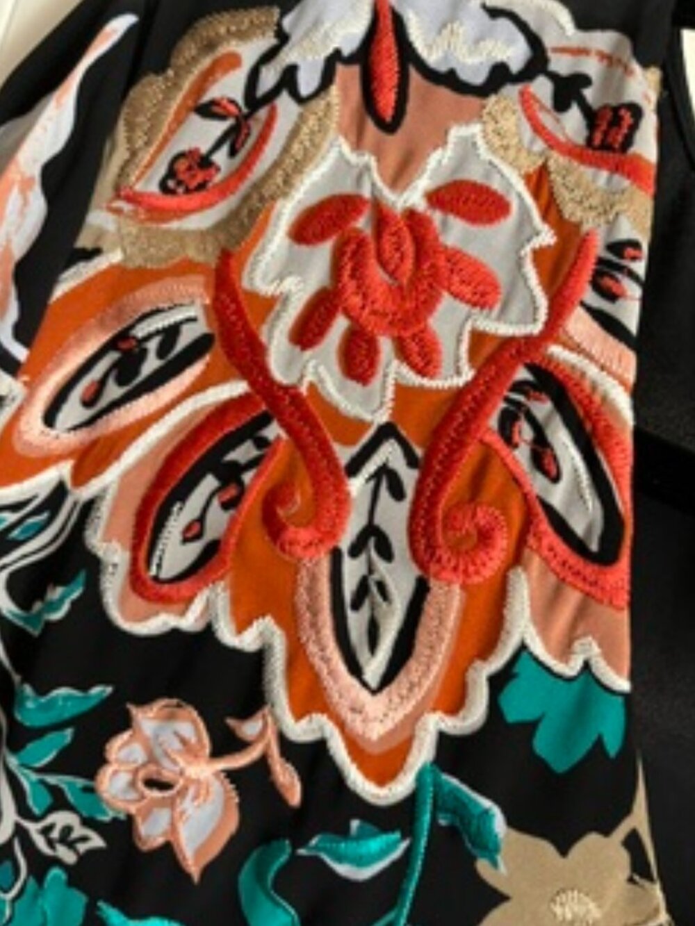 Chico's Black and Flowered Sheer Tunic with Liner - Picture 3 of 5
